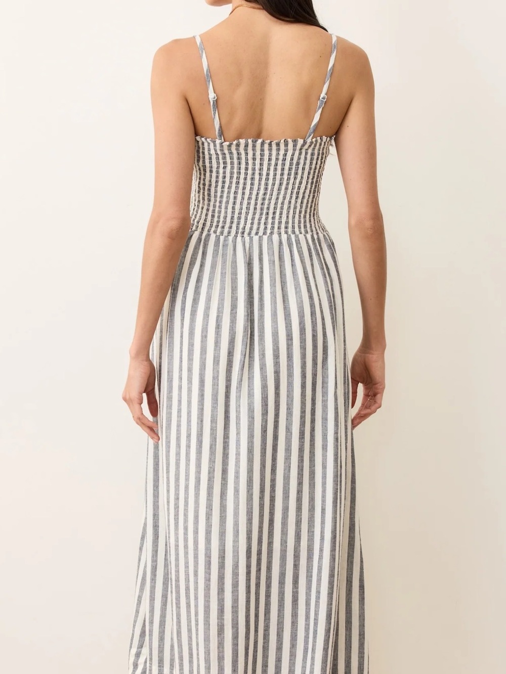 Marine Layer Sutton Strapless Maxi Dress in India Ink Stripe - Picture 3 of 9